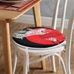 - RealHomes Yuvarlak Fermuarlı Minder - Realhomes  Beyaz Dal Desenli Çift Yelpazeli Japan Kadın Modern Yuvarlak Fermuarlı Sandalye Minderi Realhomes