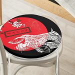 - RealHomes Yuvarlak Fermuarlı Minder - Realhomes  Beyaz Dal Desenli Çift Yelpazeli Japan Kadın Modern Yuvarlak Fermuarlı Sandalye Minderi Realhomes