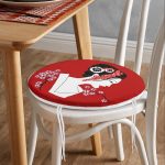 - RealHomes Yuvarlak Fermuarlı Minder - Realhomes  Siyah ve Kırmızı Zeminli Japon Kız Modern Yuvarlak Fermuarlı Sandalye Minderi Realhomes