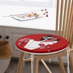 - RealHomes Yuvarlak Fermuarlı Minder - Realhomes  Siyah ve Kırmızı Zeminli Japon Kız Modern Yuvarlak Fermuarlı Sandalye Minderi Realhomes