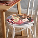 - RealHomes Yuvarlak Fermuarlı Minder - Realhomes  Gül Motifli Yelpaze Tutan Japon Kadın Motifli Yuvarlak Fermuarlı Sandalye Minderi Realhomes