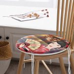 - RealHomes Yuvarlak Fermuarlı Minder - Realhomes  Gül Motifli Yelpaze Tutan Japon Kadın Motifli Yuvarlak Fermuarlı Sandalye Minderi Realhomes