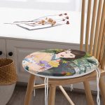 - RealHomes Yuvarlak Fermuarlı Minder - Realhomes Japon Kültürü Zeminli Gül Tutan Japon Kadın Modern Yuvarlak Fermuarlı Sandalye Minderi Realhomes