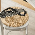 - RealHomes Yuvarlak Fermuarlı Minder - Realhomes Etnik Desen Zeminli Afrika Kadın Motifli Yuvarlak Fermuarlı Sandalye Minderi Realhomes