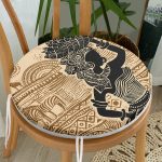 - RealHomes Yuvarlak Fermuarlı Minder - Realhomes Etnik Desen Zeminli Afrika Kadın Motifli Yuvarlak Fermuarlı Sandalye Minderi Realhomes