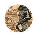 - RealHomes Yuvarlak Fermuarlı Minder - Realhomes Etnik Desen Zeminli Afrika Kadın Motifli Yuvarlak Fermuarlı Sandalye Minderi Realhomes