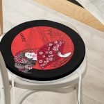 - RealHomes Yuvarlak Fermuarlı Minder - Realhomes  Kırmızı Yelpazeli Şaman Japan Kadın Yuvarlak Fermuarlı Sandalye Minderi Realhomes