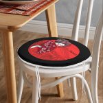 - RealHomes Yuvarlak Fermuarlı Minder - Realhomes  Kırmızı Yelpazeli Şaman Japan Kadın Yuvarlak Fermuarlı Sandalye Minderi Realhomes