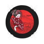 - RealHomes Yuvarlak Fermuarlı Minder - Realhomes  Kırmızı Yelpazeli Şaman Japan Kadın Yuvarlak Fermuarlı Sandalye Minderi Realhomes