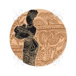 - RealHomes Yuvarlak Fermuarlı Minder - Realhomes  Etnik Desen Zeminli Afrika Kadın Motifli Yuvarlak Fermuarlı Sandalye Minderi Realhomes