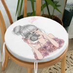 - RealHomes Yuvarlak Fermuarlı Minder - Realhomes  Fashion Girl Dijital Baskılı Modern Yuvarlak Fermuarlı Sandalye Minderi Realhomes