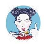 - RealHomes Yuvarlak Fermuarlı Minder - Realhomes Suşi Yiyen Japon Kız Desenli Modern Yuvarlak Fermuarlı Sandalye Minderi Realhomes