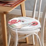 - RealHomes Yuvarlak Fermuarlı Minder - Realhomes  Dal Detaylı Şemsiyeli Japon Kızlar Modern Yuvarlak Fermuarlı Sandalye Minderi Realhomes