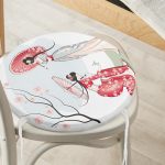 - RealHomes Yuvarlak Fermuarlı Minder - Realhomes  Dal Detaylı Şemsiyeli Japon Kızlar Modern Yuvarlak Fermuarlı Sandalye Minderi Realhomes