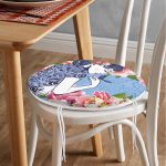 - RealHomes Yuvarlak Fermuarlı Minder - Realhomes  Kuş ve Gül Detaylı Kadın Motifli Yuvarlak Fermuarlı Sandalye Minderi Realhomes