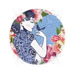 - RealHomes Yuvarlak Fermuarlı Minder - Realhomes  Kuş ve Gül Detaylı Kadın Motifli Yuvarlak Fermuarlı Sandalye Minderi Realhomes