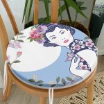 - RealHomes Yuvarlak Fermuarlı Minder - Realhomes Çiçek Detaylı Modern Kadın Motifli Yuvarlak Fermuarlı Sandalye Minderi Realhomes