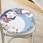 - RealHomes Yuvarlak Fermuarlı Minder - Realhomes Çiçek Detaylı Modern Kadın Motifli Yuvarlak Fermuarlı Sandalye Minderi Realhomes