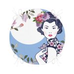 - RealHomes Yuvarlak Fermuarlı Minder - Realhomes Çiçek Detaylı Modern Kadın Motifli Yuvarlak Fermuarlı Sandalye Minderi Realhomes