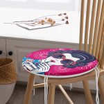 Pembe Zeminde Havai Fişek Figürlü Gözlüklü Fashion Girl Modern Yuvarlak Fermuarlı Sandalye Minderi Realhomes