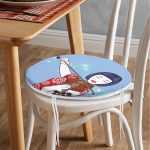 - RealHomes Yuvarlak Fermuarlı Minder - Realhomes  Mavi Zeminde Keman Çalan Japon Kız Desenli Yuvarlak Fermuarlı Sandalye Minderi Realhomes