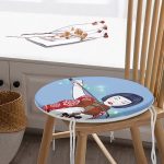 - RealHomes Yuvarlak Fermuarlı Minder - Realhomes  Mavi Zeminde Keman Çalan Japon Kız Desenli Yuvarlak Fermuarlı Sandalye Minderi Realhomes