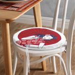 - RealHomes Yuvarlak Fermuarlı Minder - Realhomes  Sırtında Kırmızı Şemsiyeli Japon Kadın Motifli Yuvarlak Fermuarlı Sandalye Minderi Realhomes