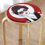 Gözlüklü Cool Japon Kadın Desenli Yuvarlak Fermuarlı Sandalye Minderi Realhomes