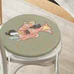 - RealHomes Yuvarlak Fermuarlı Minder - Realhomes  Geleneksel Japon Kadın Figürü Dijital Baskılı Özel Tasarım Modern Yuvarlak Fermuarlı Sandalye Minderi Realhomes