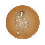 Geleneksel Japon Kadın Figürü Dijital Baskılı Özel Tasarım Modern Yuvarlak Fermuarlı Sandalye Minderi Realhomes