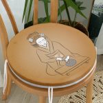 - RealHomes Yuvarlak Fermuarlı Minder - Realhomes  Geleneksel Japon Kadın Figürü Dijital Baskılı Özel Tasarım Modern Yuvarlak Fermuarlı Sandalye Minderi Realhomes