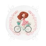 - RealHomes Yuvarlak Fermuarlı Minder - Realhomes  Modern Bisiklet Desenli Dijital Baskılı Yuvarlak Fermuarlı Sandalye Minderi Realhomes