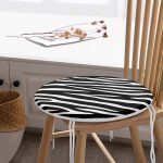 - RealHomes Yuvarlak Fermuarlı Minder - Realhomes  Zebra Derisi Desenli Dijital Baskılı Modern Yuvarlak Fermuarlı Sandalye Minderi Realhomes