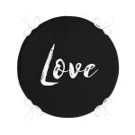 - RealHomes Yuvarlak Fermuarlı Minder - Realhomes Siyah Zeminde Love Yazılı Modern Yuvarlak Fermuarlı Sandalye Minderi Realhomes