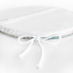 Mavi Zemin Yapraklı Tasarım Desenli Dijital Baskılı Yuvarlak Fermuarlı Sandalye Minderi Realhomes