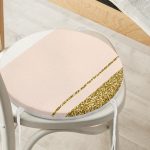 - RealHomes Yuvarlak Fermuarlı Minder - Realhomes  Pembe Krem Gold Motifli Dijital Baskılı Modern Yuvarlak Fermuarlı Sandalye Minderi Realhomes