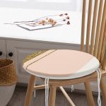 - RealHomes Yuvarlak Fermuarlı Minder - Realhomes  Pembe Krem Gold Motifli Dijital Baskılı Modern Yuvarlak Fermuarlı Sandalye Minderi Realhomes