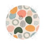 - RealHomes Yuvarlak Fermuarlı Minder - Realhomes  Ekru Zeminde Geometrik Zeminler Dijital Baskılı Modern Yuvarlak Fermuarlı Sandalye Minderi Realhomes