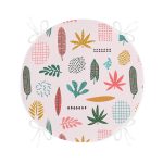 - RealHomes Yuvarlak Fermuarlı Minder - Realhomes  Renkli Amazon Yapraklı Motifler Dijital Baskılı Modern Yuvarlak Fermuarlı Sandalye Minderi Realhomes