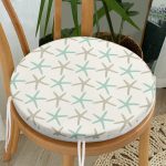 - RealHomes Yuvarlak Fermuarlı Minder - Realhomes  Vizon Zeminde Deniz Yıldızı Motifli Dijital Baskılı Modern Yuvarlak Fermuarlı Sandalye Minderi Realhomes