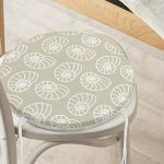 - RealHomes Yuvarlak Fermuarlı Minder - Realhomes  Vizon Zeminde Deniz Salyangozu Motifli Dijital Baskılı Modern Yuvarlak Fermuarlı Sandalye Minderi Realhomes