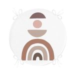 Geometrik Çizimli Soyut Renkler Dijital Baskılı Modern Yuvarlak Fermuarlı Sandalye Minderi Realhomes