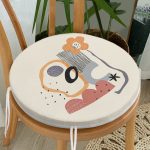 - RealHomes Yuvarlak Fermuarlı Minder - Realhomes  Sanatsal Motifli Çiçek Detaylı Dijital Baskılı Modern Yuvarlak Fermuarlı Sandalye Minderi Realhomes