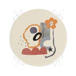 - RealHomes Yuvarlak Fermuarlı Minder - Realhomes  Sanatsal Motifli Çiçek Detaylı Dijital Baskılı Modern Yuvarlak Fermuarlı Sandalye Minderi Realhomes