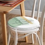 - RealHomes Yuvarlak Fermuarlı Minder - Realhomes  Pastel Renkli Zemin Üzerine Onedraw Yaprak Çizimli Dijital Baskılı Modern Yuvarlak Fermuarlı Sandalye Minderi Realhomes