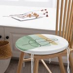 - RealHomes Yuvarlak Fermuarlı Minder - Realhomes  Pastel Renkli Zemin Üzerine Onedraw Yaprak Çizimli Dijital Baskılı Modern Yuvarlak Fermuarlı Sandalye Minderi Realhomes