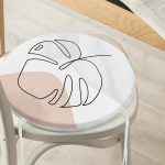 - RealHomes Yuvarlak Fermuarlı Minder - Realhomes  Pastel Renkli Zemin Üzerine Onedraw Yaprak Çizimli Dijital Baskılı Modern Yuvarlak Fermuarlı Sandalye Minderi Realhomes