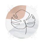 - RealHomes Yuvarlak Fermuarlı Minder - Realhomes  Pastel Renkli Zemin Üzerine Onedraw Yaprak Çizimli Dijital Baskılı Modern Yuvarlak Fermuarlı Sandalye Minderi Realhomes