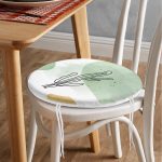 - RealHomes Yuvarlak Fermuarlı Minder - Realhomes  Soft Renkli Onedraw Yaprak Temalı Dijital Baskılı Modern Yuvarlak Fermuarlı Sandalye Minderi Realhomes