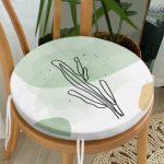 - RealHomes Yuvarlak Fermuarlı Minder - Realhomes  Soft Renkli Onedraw Yaprak Temalı Dijital Baskılı Modern Yuvarlak Fermuarlı Sandalye Minderi Realhomes